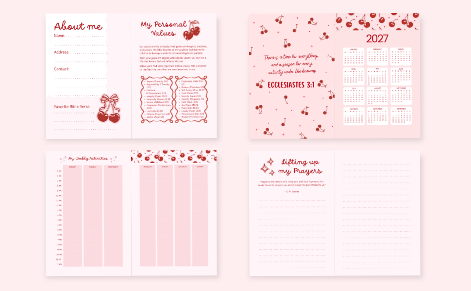 2027 Christian Weekly Planner: Cherry Design | Weekly & Monthly Organizer with Bible Verses, Prayer Journaling and Gratitude Sections | 6" x 9" (The Cherry Collection)