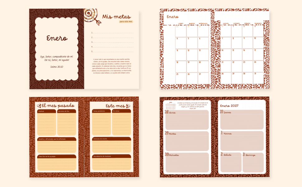 Agenda Semanal Cristiana 2027: Organizador Semanal y Mensual con Versículos Bíblicos, Diario de Oración y Secciones de Gratitud | Tapa Dura de 6" x 9"
