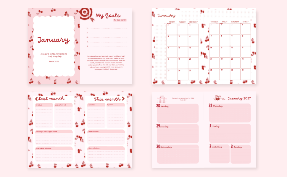 2027 Christian Weekly Planner: Cherry Design | Weekly & Monthly Organizer with Bible Verses, Prayer Journaling and Gratitude Sections | 6" x 9" (The Cherry Collection)