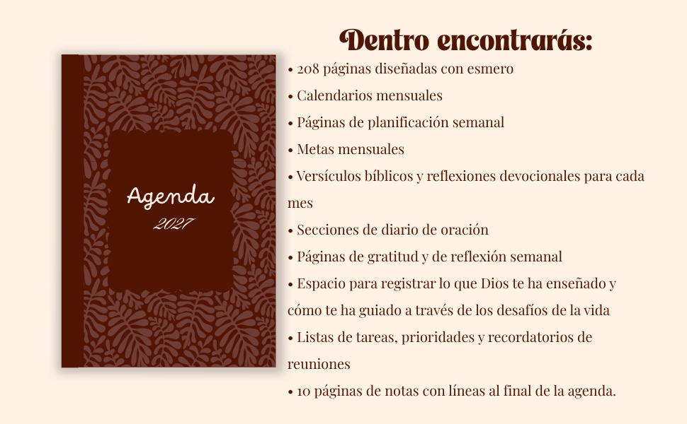 Agenda Semanal Cristiana 2027: Organizador Semanal y Mensual con Versículos Bíblicos, Diario de Oración y Secciones de Gratitud | Tapa Dura de 6" x 9"