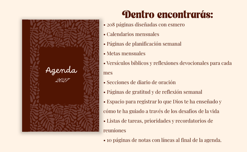 Agenda Semanal Cristiana 2027: Organizador Semanal y Mensual con Versículos Bíblicos, Diario de Oración y Secciones de Gratitud | Tapa Dura de 6" x 9"